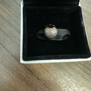 Pandora crystal heart bracelet charm in rose gold